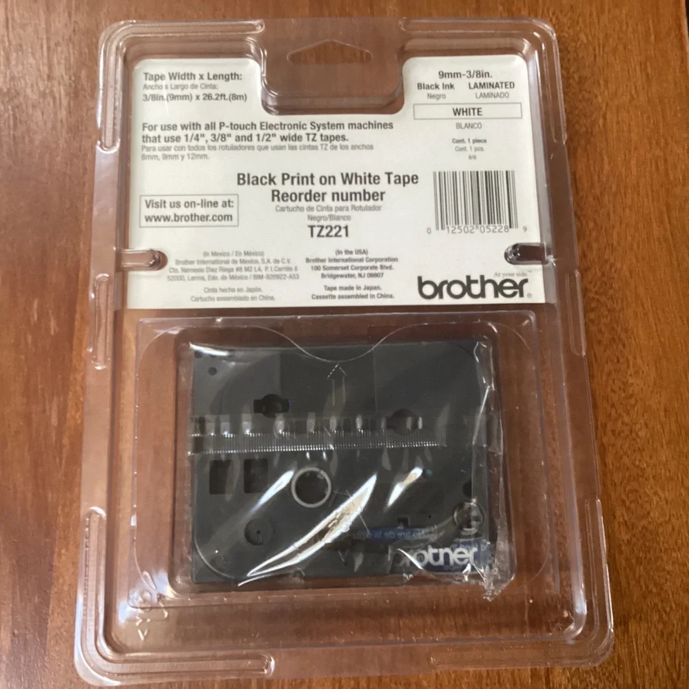 Brother TZ-121 P-touch Electronic Labeling System Tape 3/8” width (9mm)